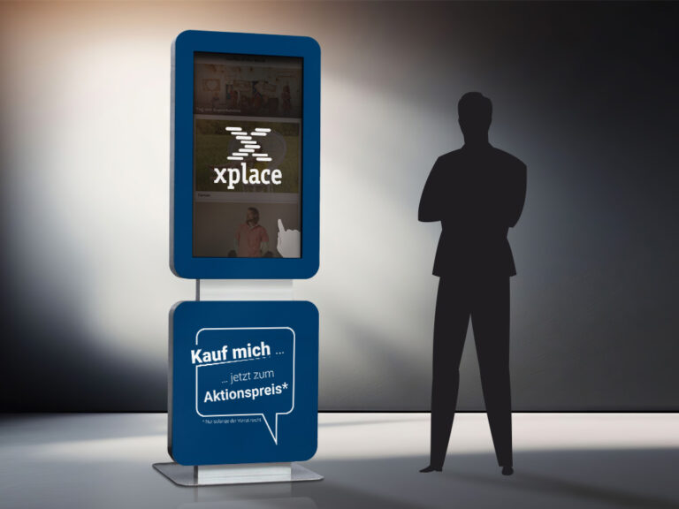 Digital Signage Aktionen robuste Stele mit Touchdisplay Preispaket