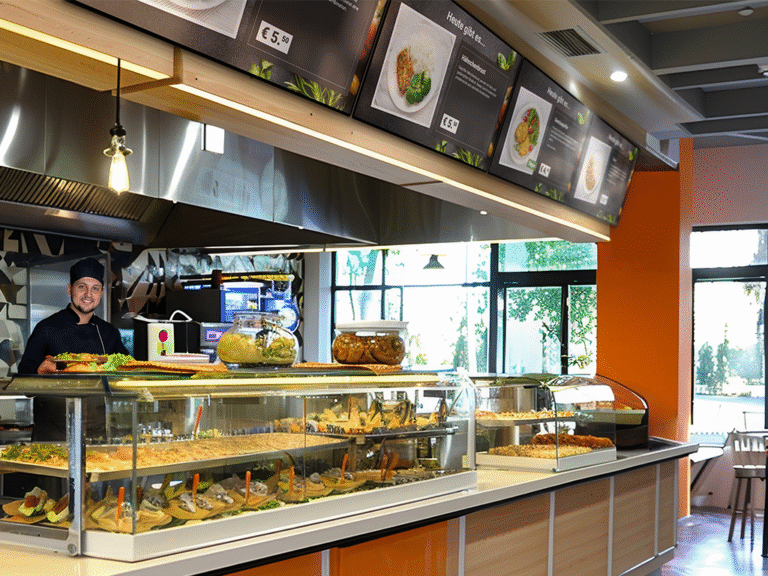 Digital Signage Screens von xplace mit Einzelmenüanzeige