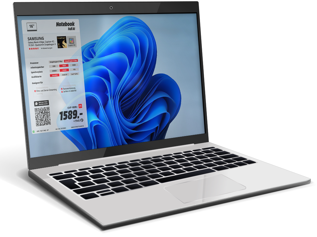 Software für ausgestellte Notebooks im Einzelhandel