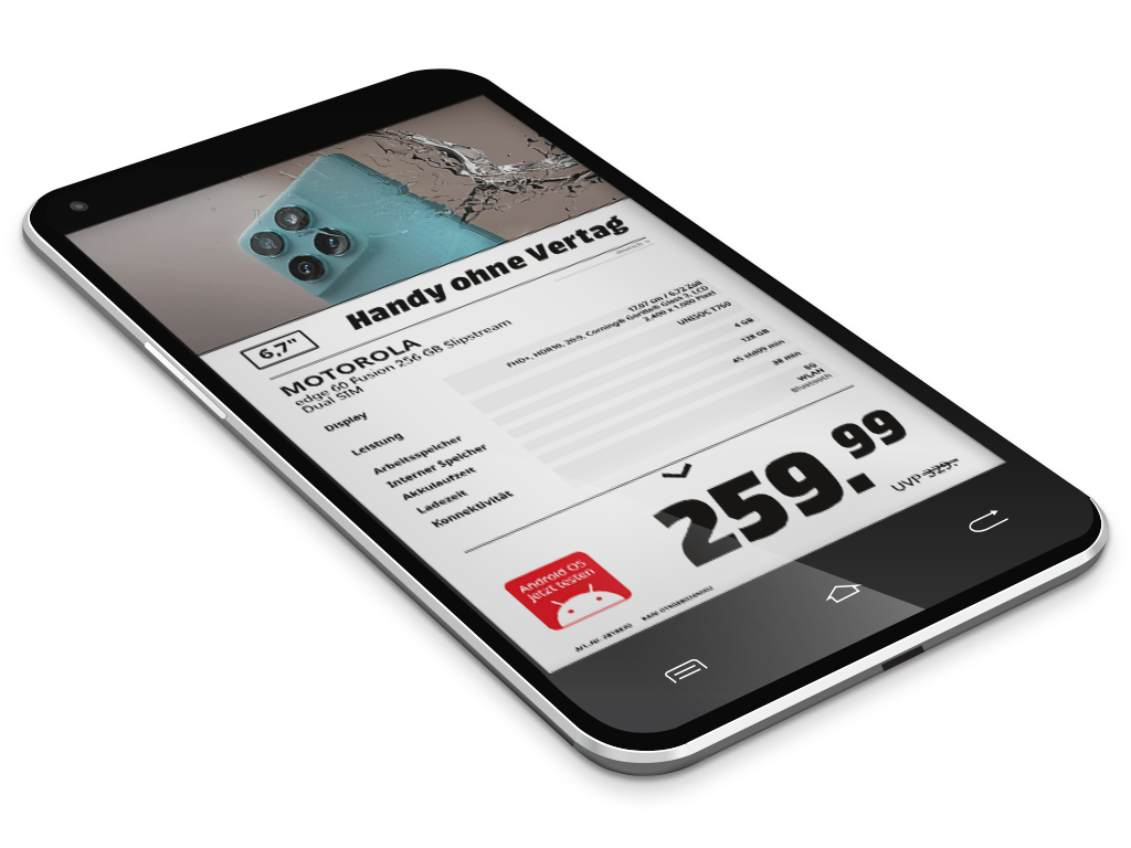 Screensaver App von xplace für Smartphones im Einzelhandel