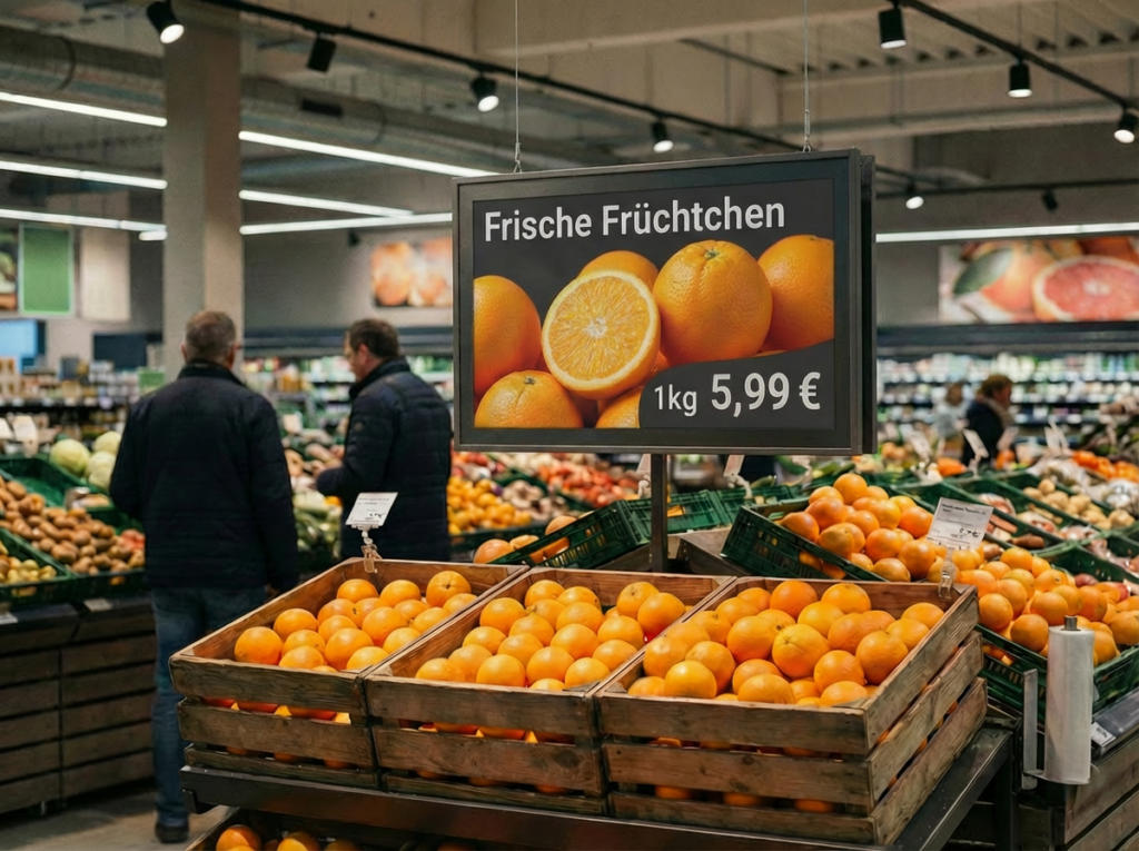 Digitale Angebotstafel im LEH dank E-Ink Technologie