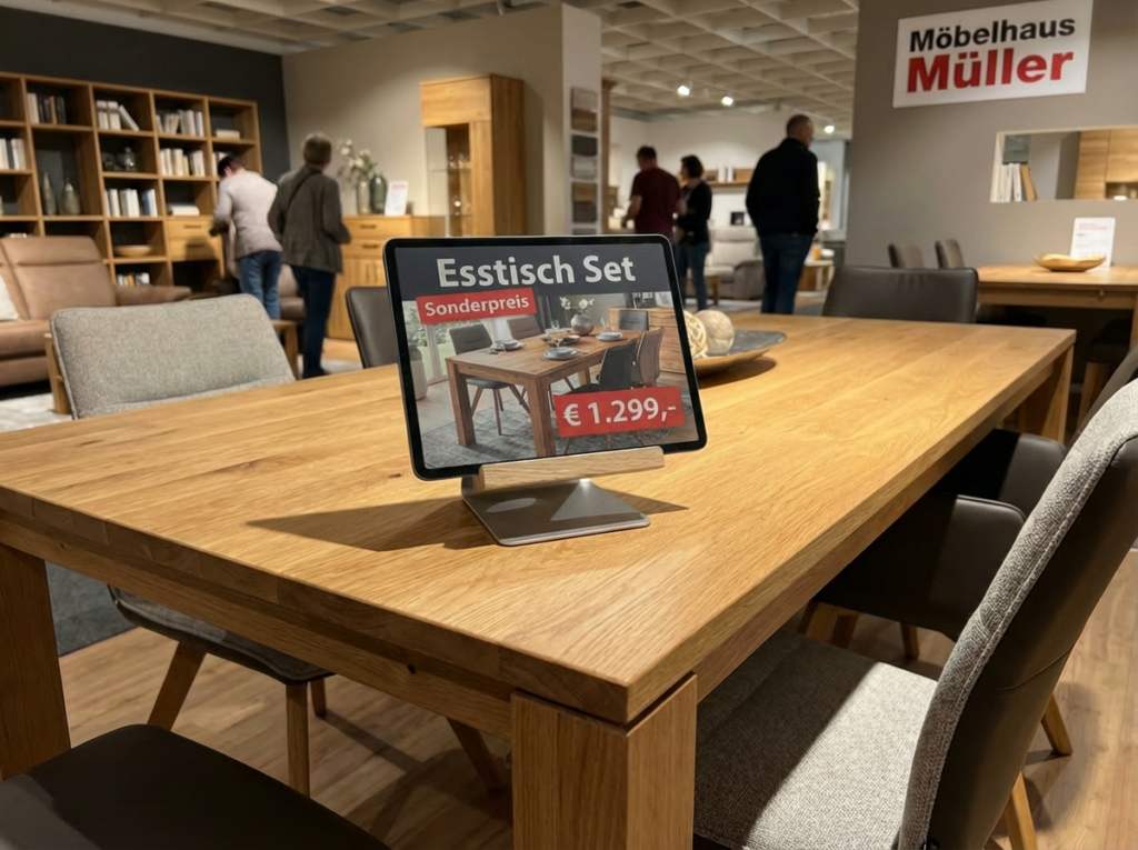 13,3 Zoll E-Paper Display für die Preisauszeichnung in einem Möbelhaus